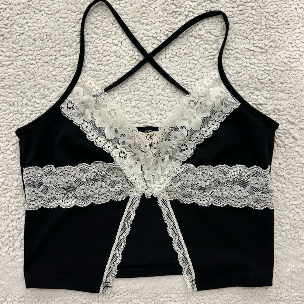 VRG Girl Lace Black Cropped Top